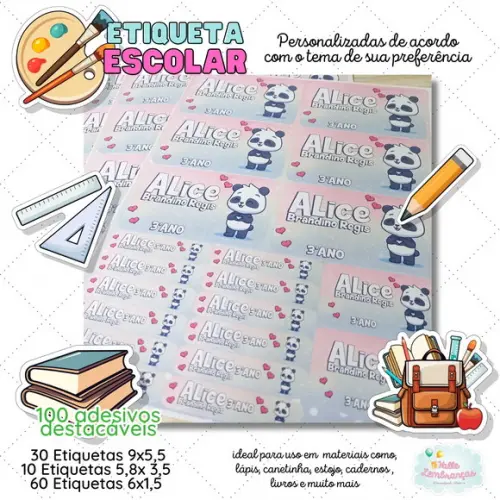 Kit Etiqueta Escolar Personalizada
