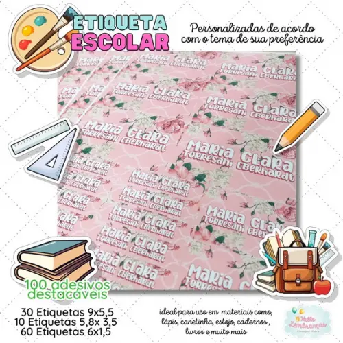 Kit Etiqueta Escolar Personalizada