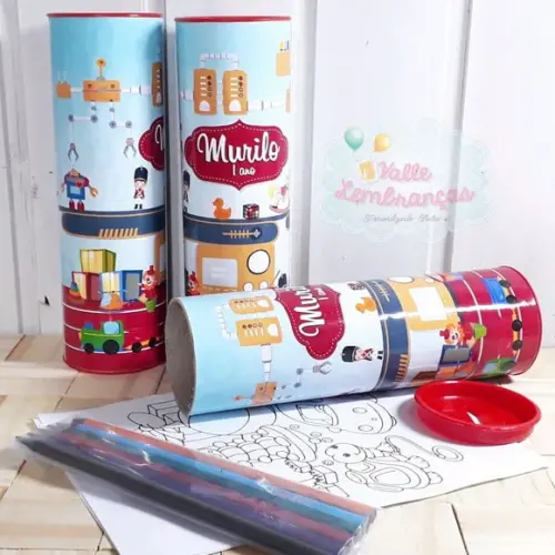 Tubo Cofrinho com Kit para Colorir