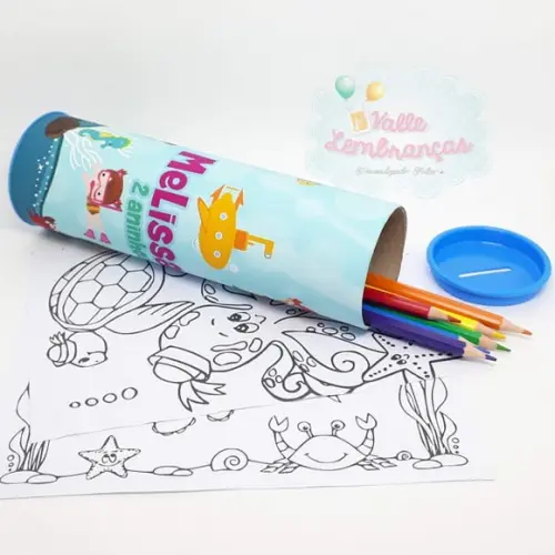 Tubo Cofrinho com Kit para Colorir