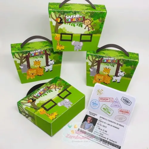 Convite Maletinha com Passaporte Baby Safari