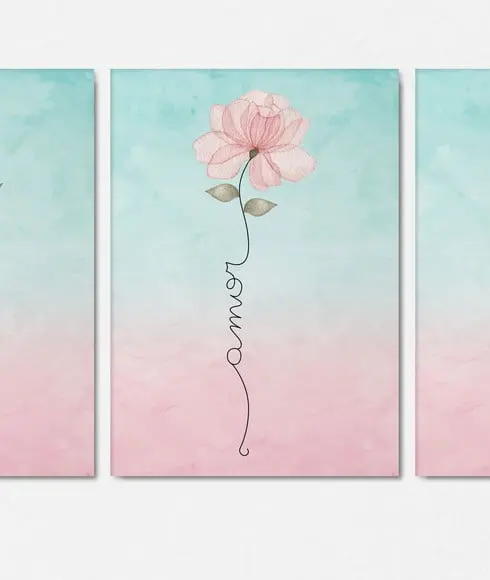 Kit 3 Quadrinhos Paz Amor e Fé 20x28