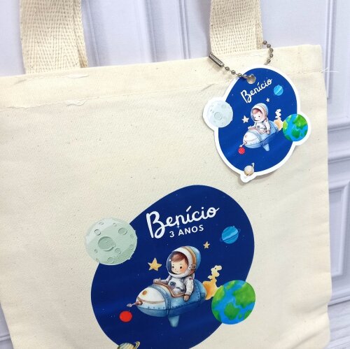 Mini Bag Personalizada em Algodão Cru com Tag