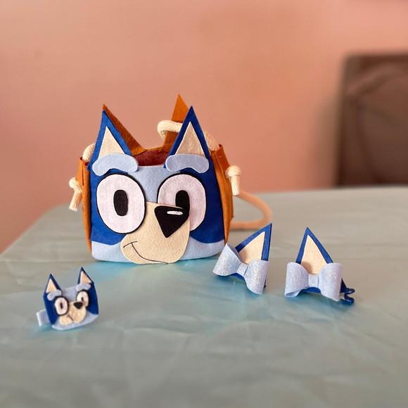 Bolsa Bluey e Bingo em Feltro