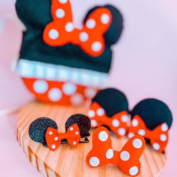 Kit Bolsa e Laços Infantil Minnie