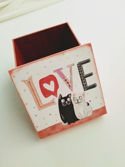Caixa para Presente Dia dos Namorados Scrapdecor Gatinhos