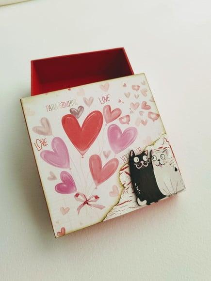 Caixa para Presente Dia dos Namorados Scrapdecor Gatos