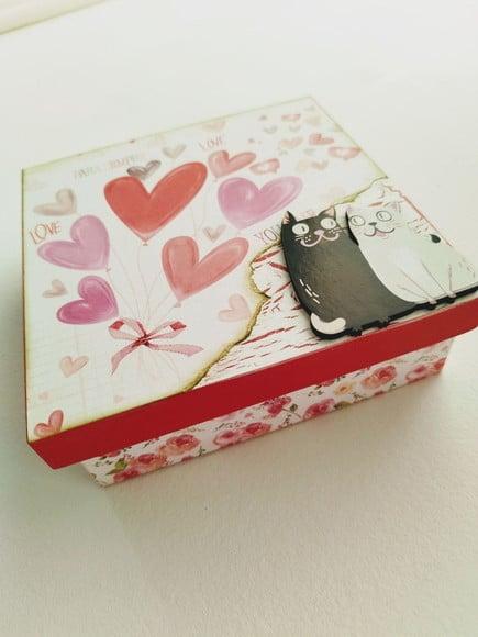 Caixa para Presente Dia dos Namorados Scrapdecor Gatos
