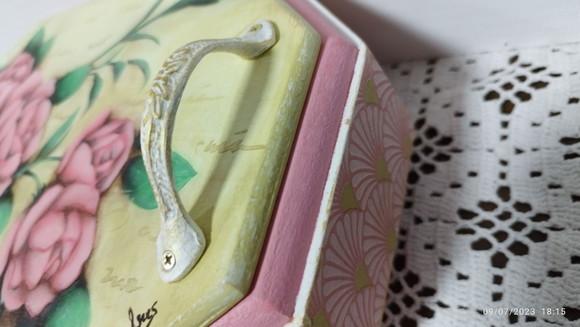 Caixa Russa Retangular Oitavada mdf Decorada Pintada à Mão