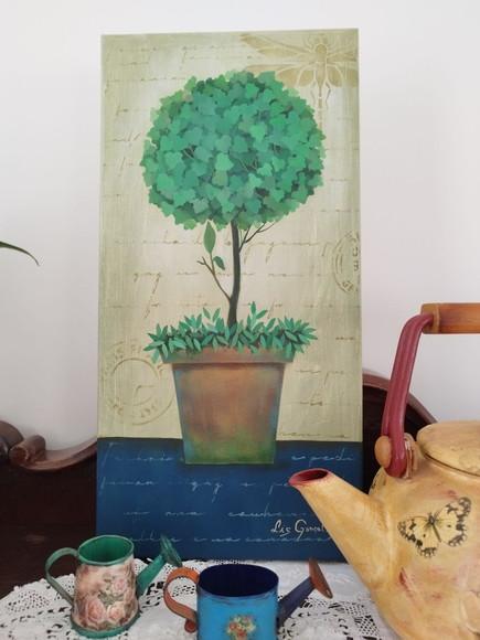 Pintura em Tela Topiaria 20 cm x 40 cm com Tinta Acrílica