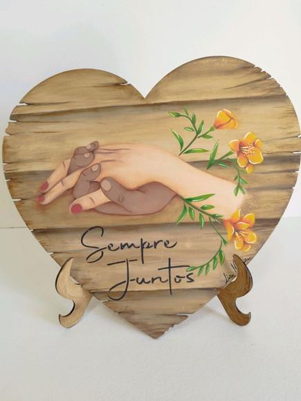 Placa Coração Sempre Juntos Dia dos Namorados
