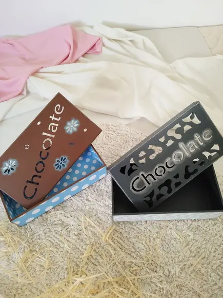 Caixa Decorada MDF para Chocolates corte a laser Decorada com scr