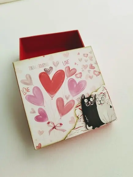 Caixa para Presente Dia dos Namorados Scrapdecor Gatos