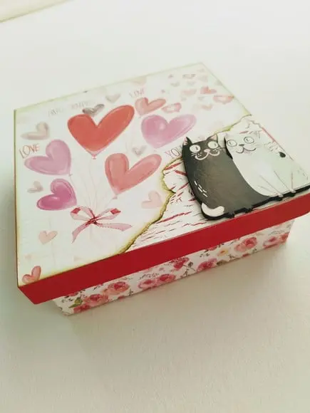Caixa para Presente Dia dos Namorados Scrapdecor Gatos