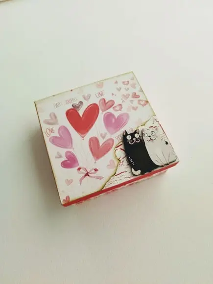Caixa para Presente Dia dos Namorados Scrapdecor Gatos