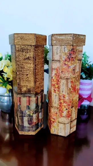 Caixa para Vinho Decoupagem Guardanapo Dia dos Pais