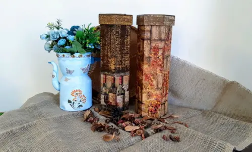 Caixa para Vinho Decoupagem Guardanapo Dia dos Pais