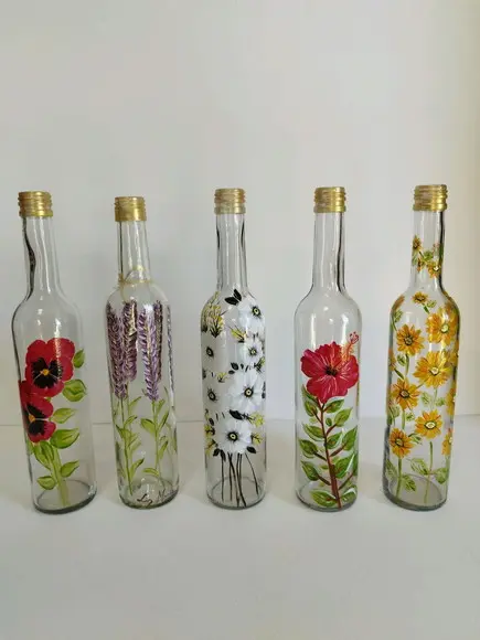 Garrafas Decoradas Pintadas à Mão