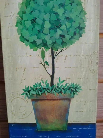 Pintura em Tela Topiaria 20 cm x 40 cm com Tinta Acrílica