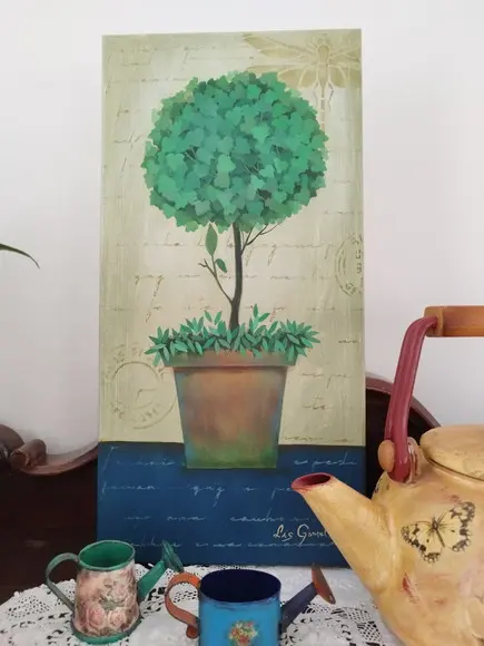 Pintura em Tela Topiaria 20 cm x 40 cm com Tinta Acrílica