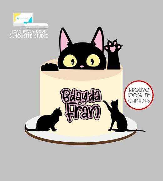 1003 - Arquivo Topo de Bolo Gatos Gatinhos
