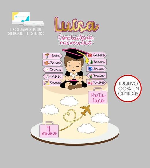 1025 - Arquivo Topo de Bolo Formatura Mesversario Menina