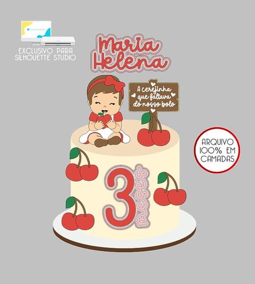 103 - Arquivo Topo de Bolo Cerejinha Menina