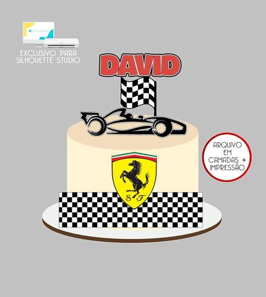 1038 - Arquivo Topo de Bolo Fórmula 1 Ferrari
