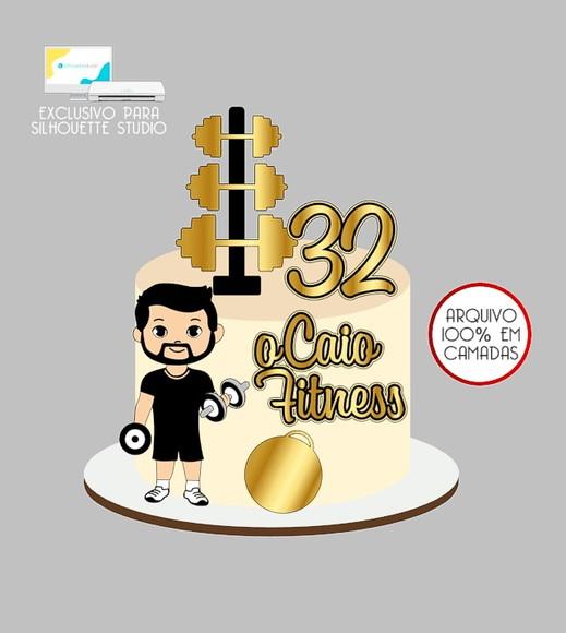 1069 - Arquivo Topo de Bolo Academia Fitness Homem
