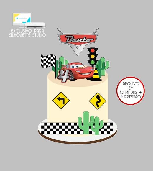 1090 - Arquivo Topo de Bolo Carros Disney
