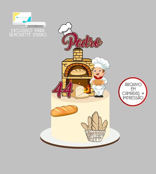1095 - Arquivo Topo de Bolo Padeiro Pão Padaria