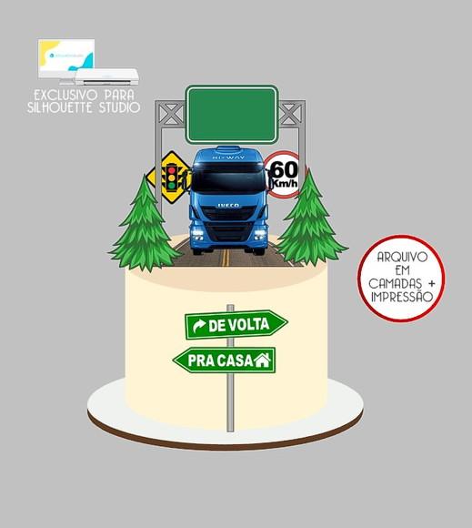 1107 - Arquivo Topo de Bolo Caminhão Carreta