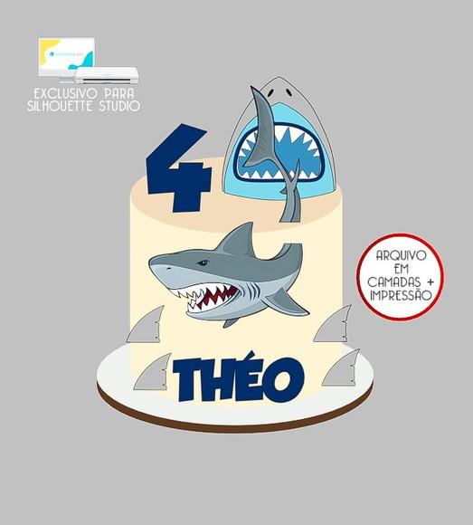1116 - Arquivo Topo de Bolo Tubarão