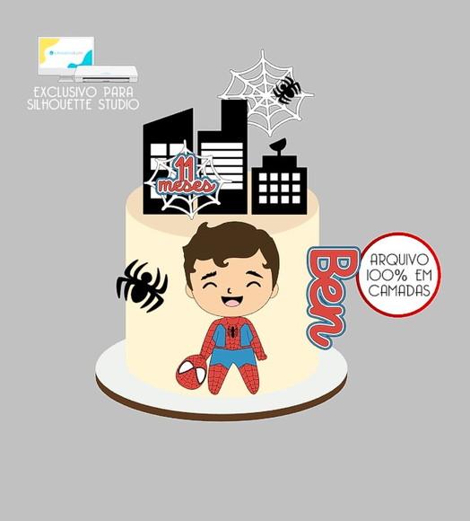 1137 - Arquivo Topo de Bolo Homem Aranha Baby