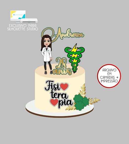 1148 - Arquivo Topo de Bolo Fisioterapia Mulher