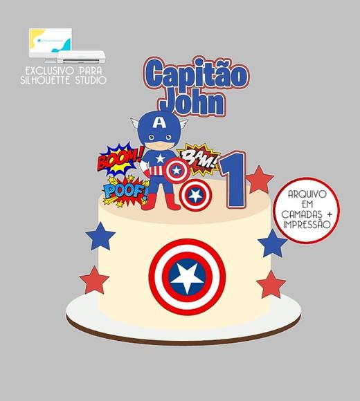 1186 - Arquivo Topo de Bolo Capitão América Baby