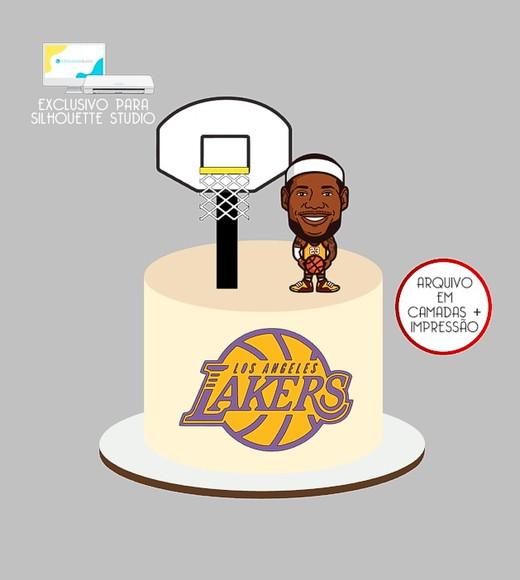 1187 - Arquivo Topo de Bolo Basquete Cesta 3d