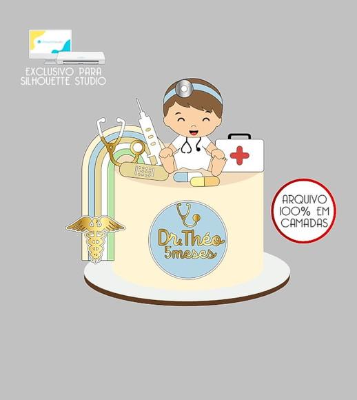 1197 - Arquivo Topo de Bolo Médico Baby Menino