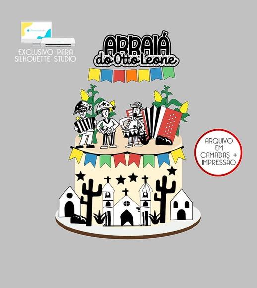1212 - Arquivo Topo de Bolo Junino Arraiá