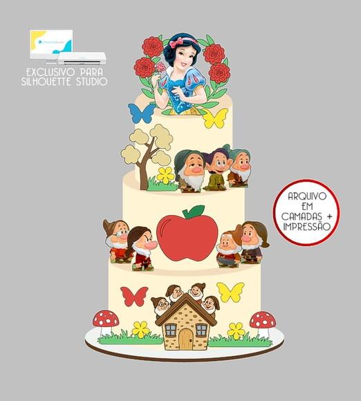 1213 - Arquivo Topo de Bolo a Branca de Neve e os Sete Anões