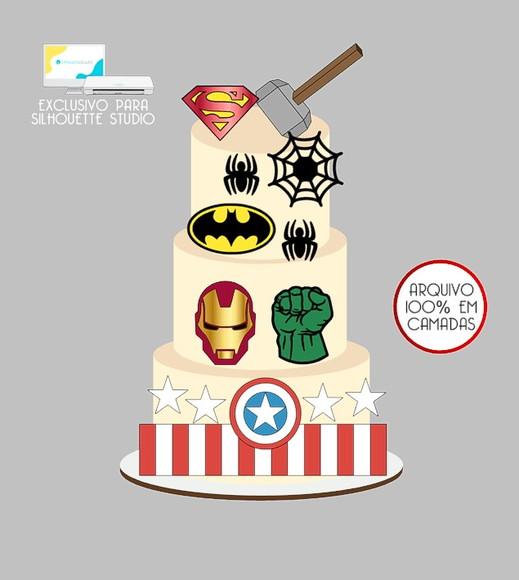 1216 - Arquivo Topo de Bolo Super Heróis Vingadores