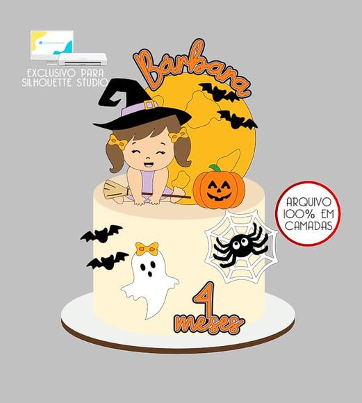 123 - Arquivo Topo de Bolo Halloween Menina Baby