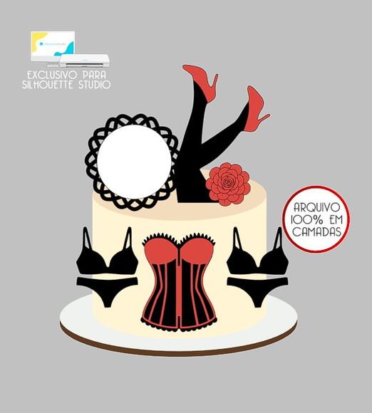 1233 - Arquivo Topo de Bolo Chá de Lingerie