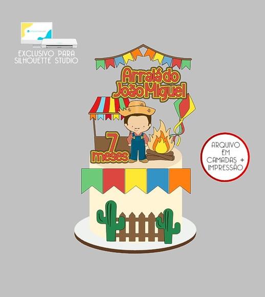 1246 - Arquivo Topo de Bolo Junino Arraiá Menino