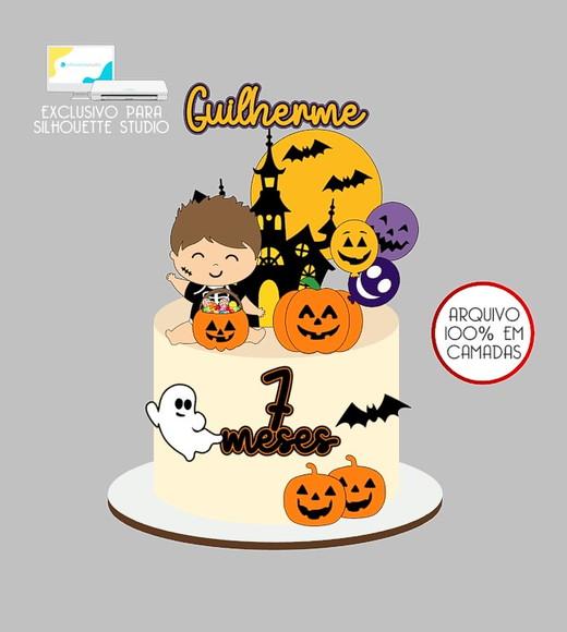 125 - Arquivo Topo de Bolo Halloween Menino Baby