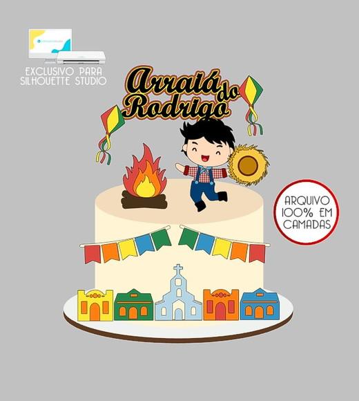 1250 - Arquivo Topo de Bolo Junino Arraiá Menino