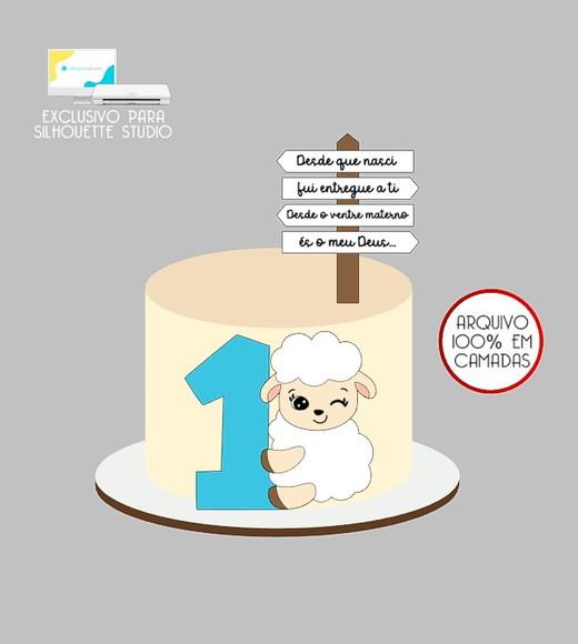 1264 - Arquivo Topo de Bolo Ovelha Ovelhinha