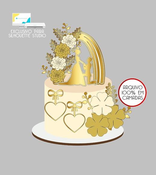 1280 - Arquivo Topo de Bolo Casamento Bodas Casal
