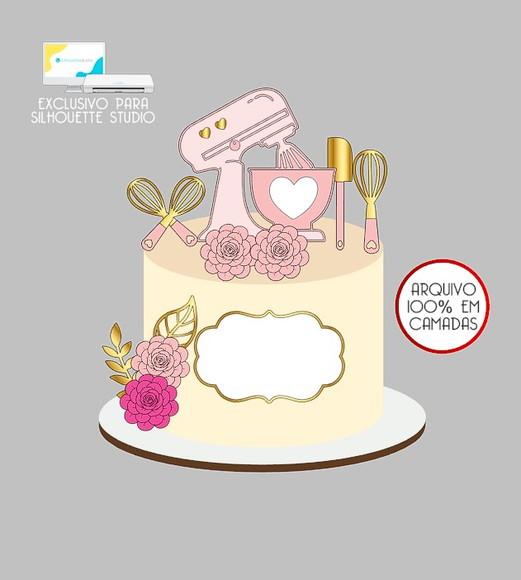 1279 - Arquivo Topo de Bolo Batedeira Confeitaria