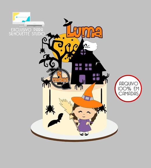 128 - Arquivo Topo de Bolo Halloween Bruxinha